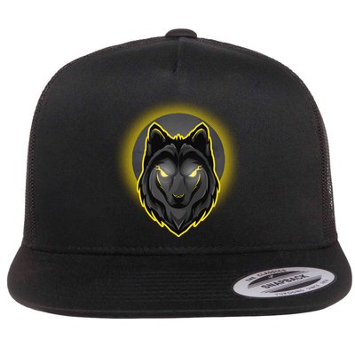 Cool Ghost Wolf Glowing Moon Flatbill Hat