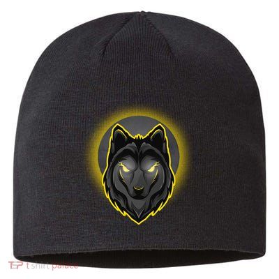 Cool Ghost Wolf Glowing Moon Sustainable Beanie