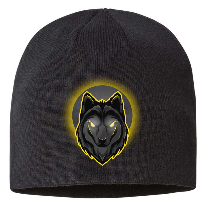 Cool Ghost Wolf Glowing Moon Sustainable Beanie
