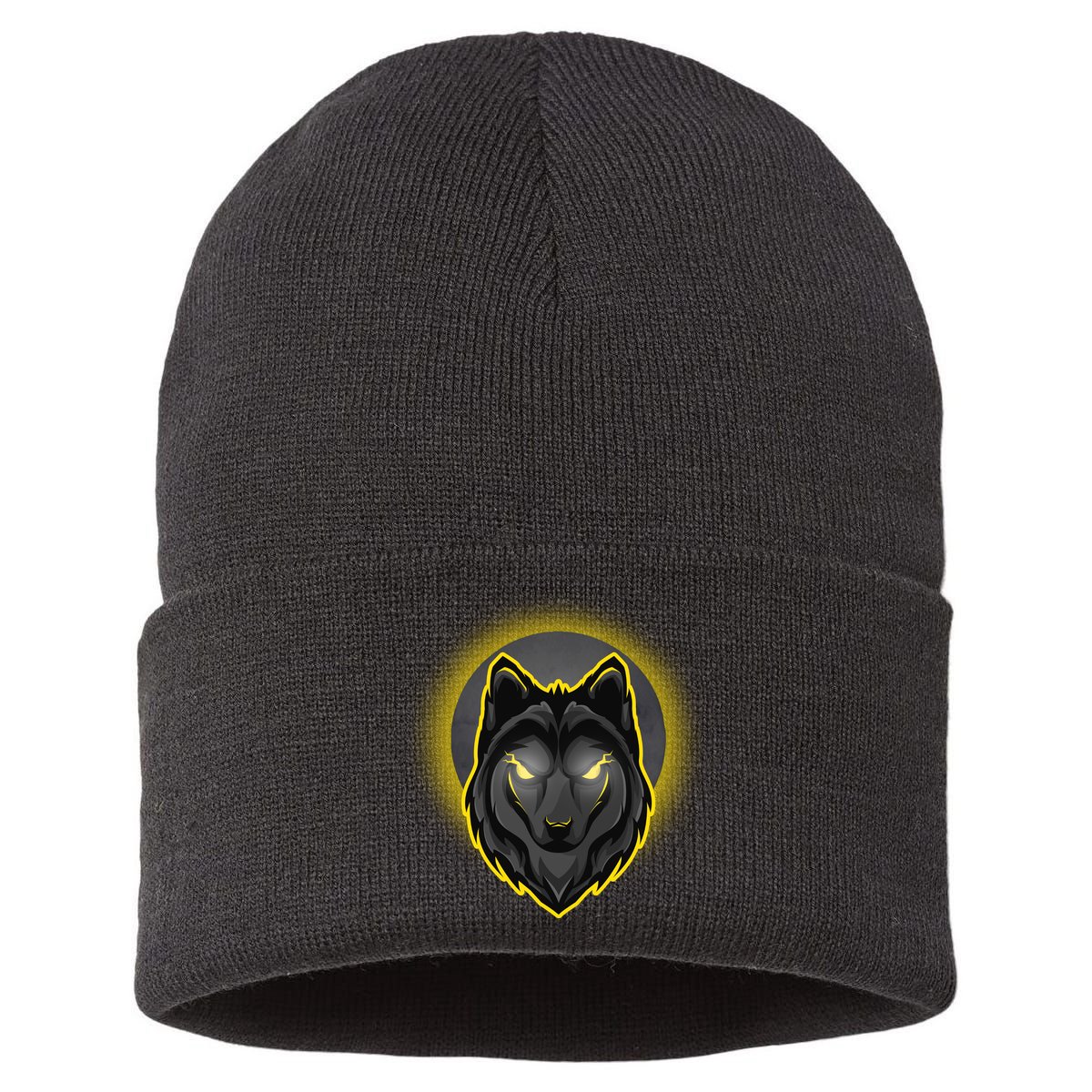 Cool Ghost Wolf Glowing Moon Sustainable Knit Beanie