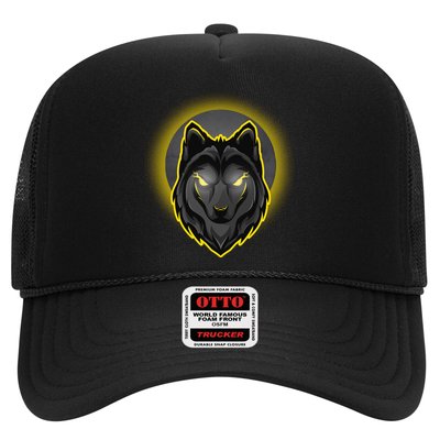 Cool Ghost Wolf Glowing Moon Trucker Hat