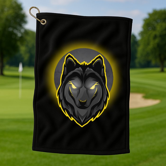 Cool Ghost Wolf Glowing Moon Golf Towel