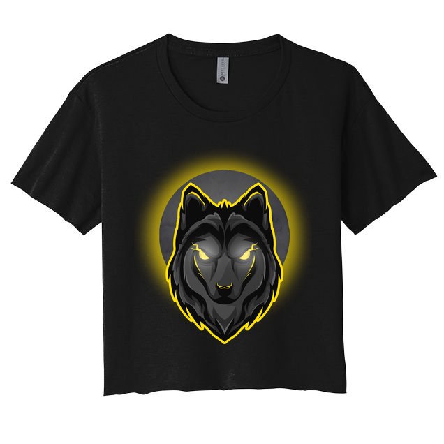 Cool Ghost Wolf Glowing Moon Crop Top