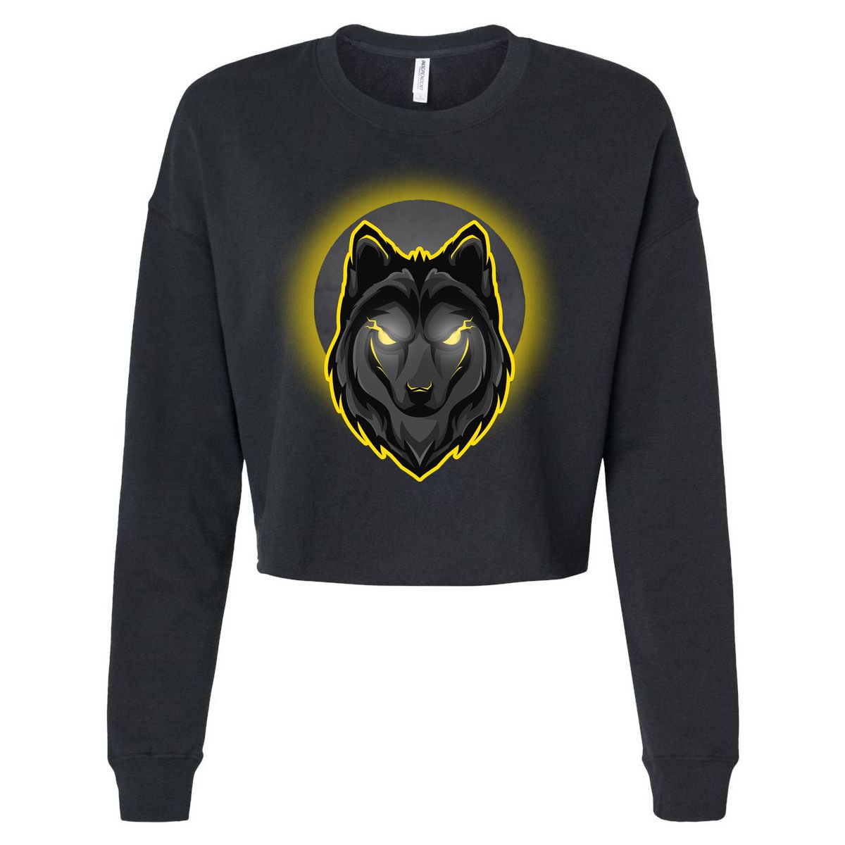 Cool Ghost Wolf Glowing Moon Cropped Pullover Crew