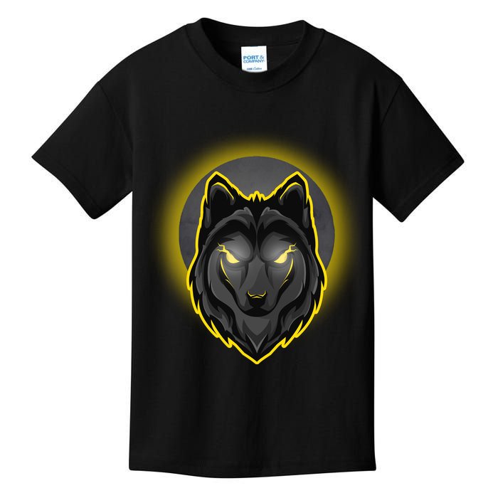 Cool Ghost Wolf Glowing Moon Kids T-Shirt