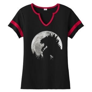 Cool Monster Full Moon Ladies Halftime Notch Neck Tee