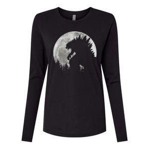 Cool Monster Full Moon Womens Cotton Relaxed Long Sleeve T-Shirt