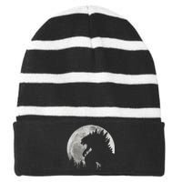 Cool Monster Full Moon Striped Beanie with Solid Band