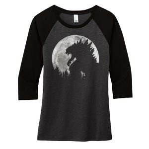 Cool Monster Full Moon Women's Tri-Blend 3/4-Sleeve Raglan Shirt