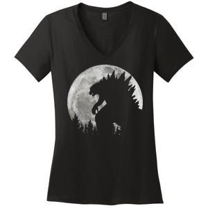 Cool Monster Full Moon Women's V-Neck T-Shirt