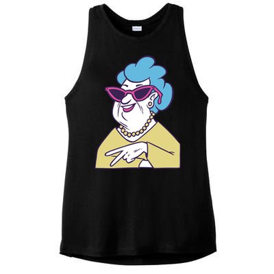 Cool Grandma Peace Sign Ladies PosiCharge Tri-Blend Wicking Tank