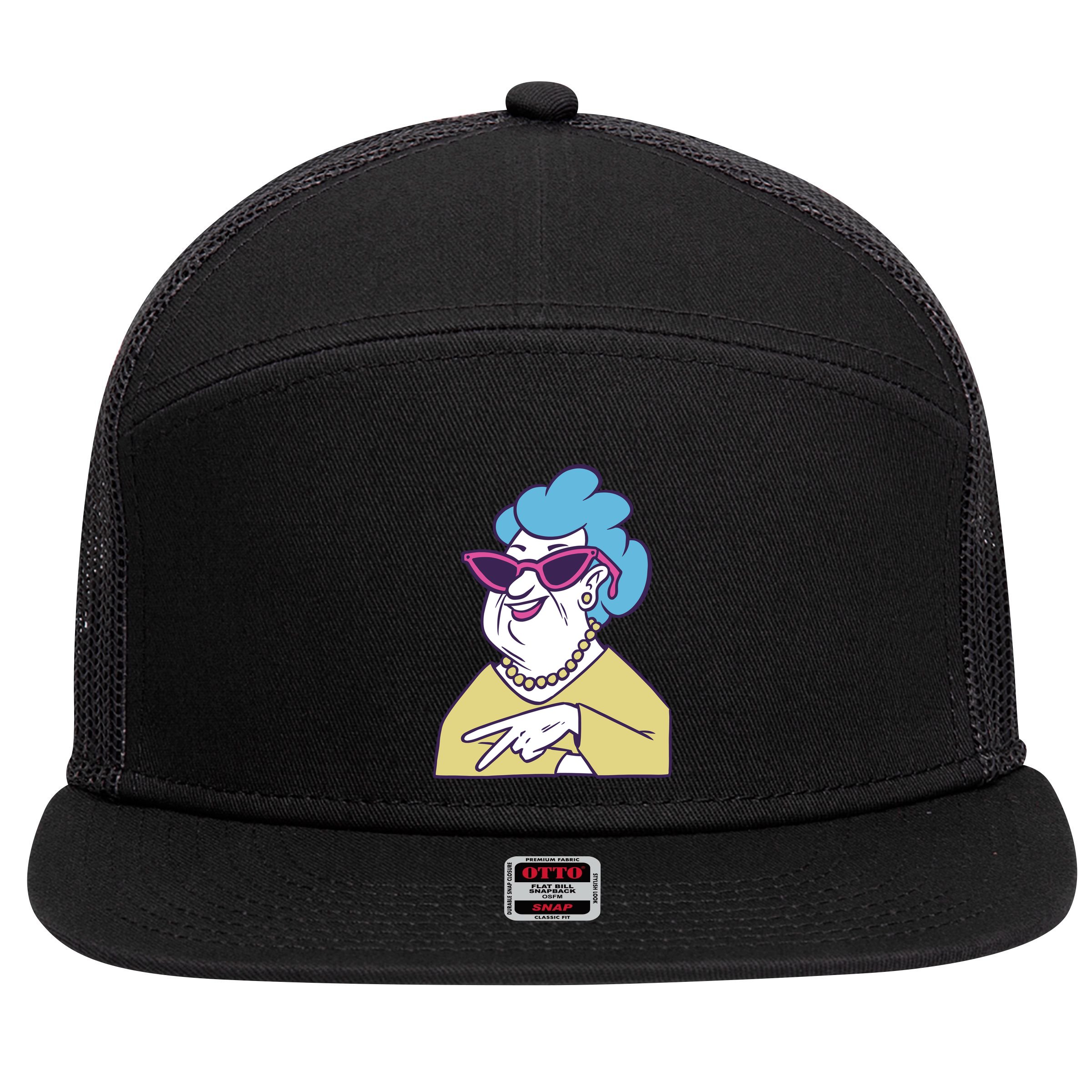 Cool Grandma Peace Sign 7 Panel Mesh Trucker Snapback Hat