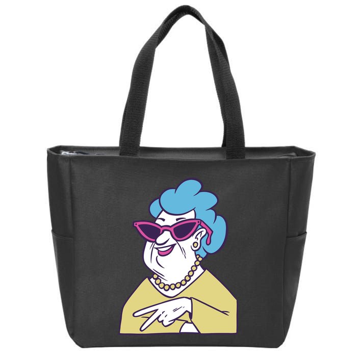 Cool Grandma Peace Sign Zip Tote Bag