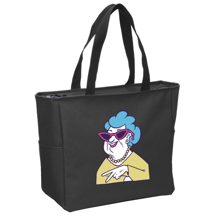 Cool Grandma Peace Sign Zip Tote Bag