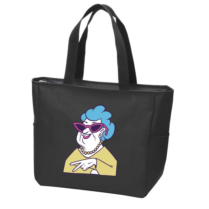 Cool Grandma Peace Sign Zip Tote Bag