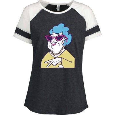 Cool Grandma Peace Sign Enza Ladies Jersey Colorblock Tee