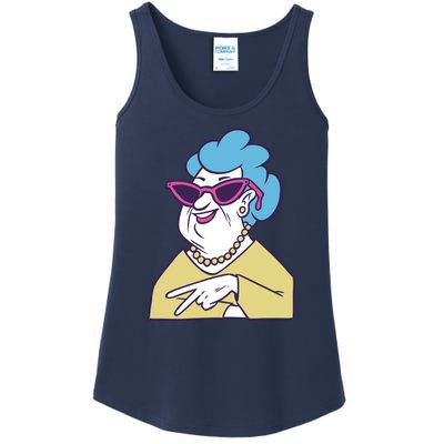 Cool Grandma Peace Sign Ladies Essential Tank