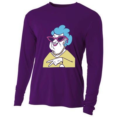 Cool Grandma Peace Sign Cooling Performance Long Sleeve Crew