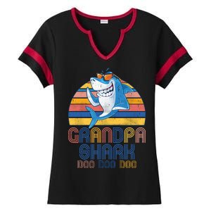 Cool Grandpa Shark Doo Doo Doo Ladies Halftime Notch Neck Tee