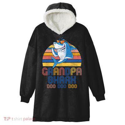 Cool Grandpa Shark Doo Doo Doo Hooded Wearable Blanket