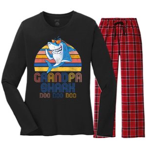 Cool Grandpa Shark Doo Doo Doo Women's Long Sleeve Flannel Pajama Set 