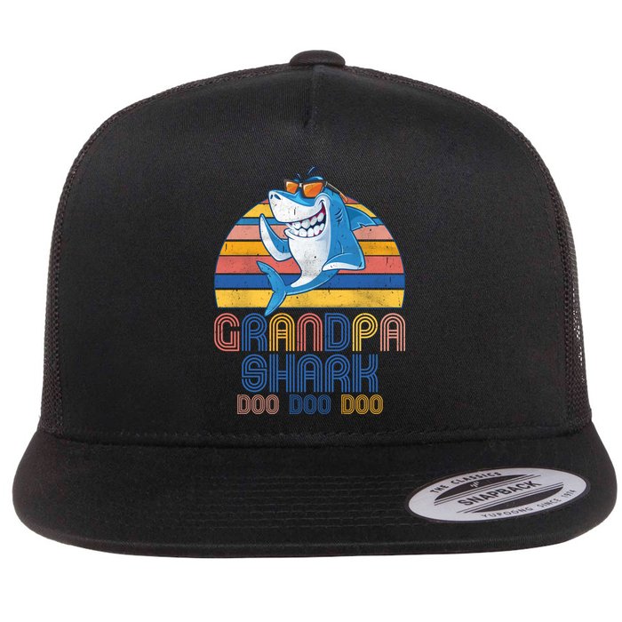 Cool Grandpa Shark Doo Doo Doo Flat Bill Trucker Hat