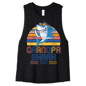 Cool Grandpa Shark Doo Doo Doo Women's Racerback Cropped Tank