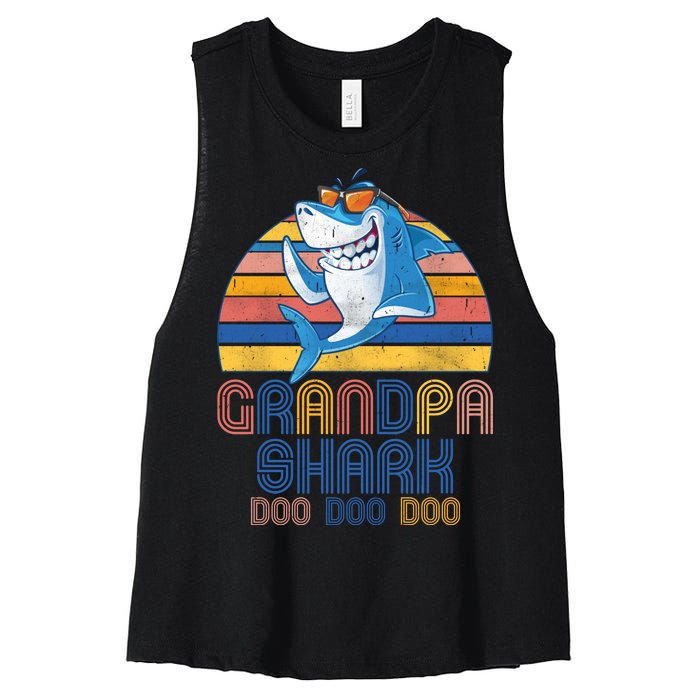 Cool Grandpa Shark Doo Doo Doo Women's Racerback Cropped Tank