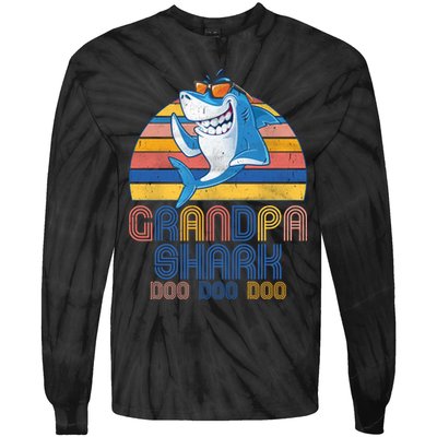 Cool Grandpa Shark Doo Doo Doo Tie-Dye Long Sleeve Shirt