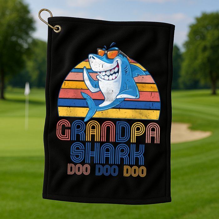 Cool Grandpa Shark Doo Doo Doo Golf Towel