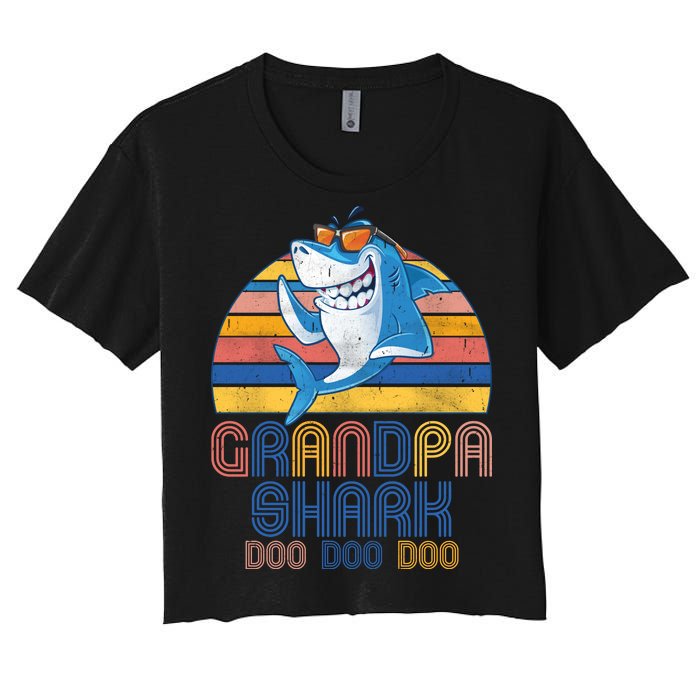 Cool Grandpa Shark Doo Doo Doo Women's Crop Top Tee