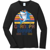 Cool Grandpa Shark Doo Doo Doo Ladies Long Sleeve Shirt