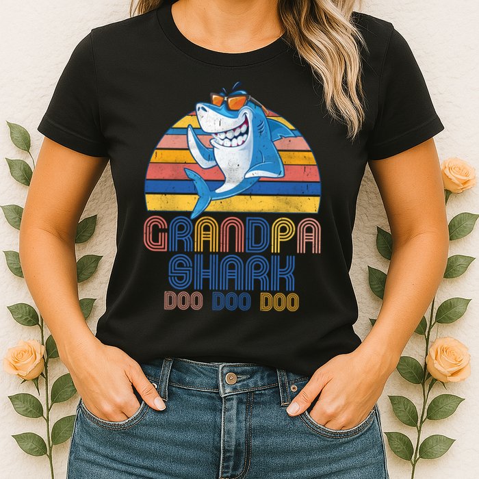 Cool Grandpa Shark Doo Doo Doo Womens T-Shirt