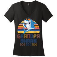 Cool Grandpa Shark Doo Doo Doo Women's V-Neck T-Shirt