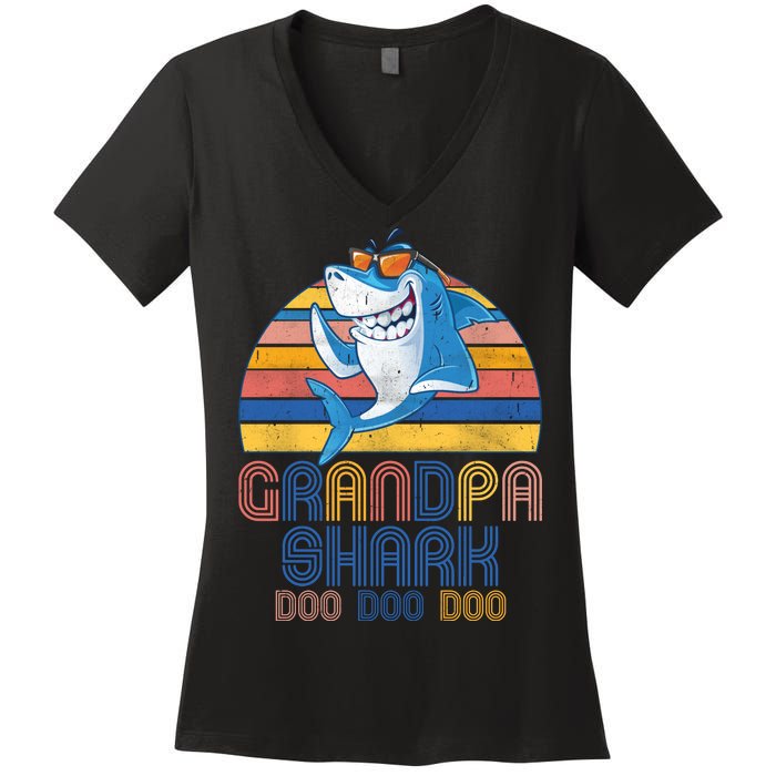 Cool Grandpa Shark Doo Doo Doo Women's V-Neck T-Shirt