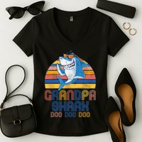Cool Grandpa Shark Doo Doo Doo Women's V-Neck T-Shirt