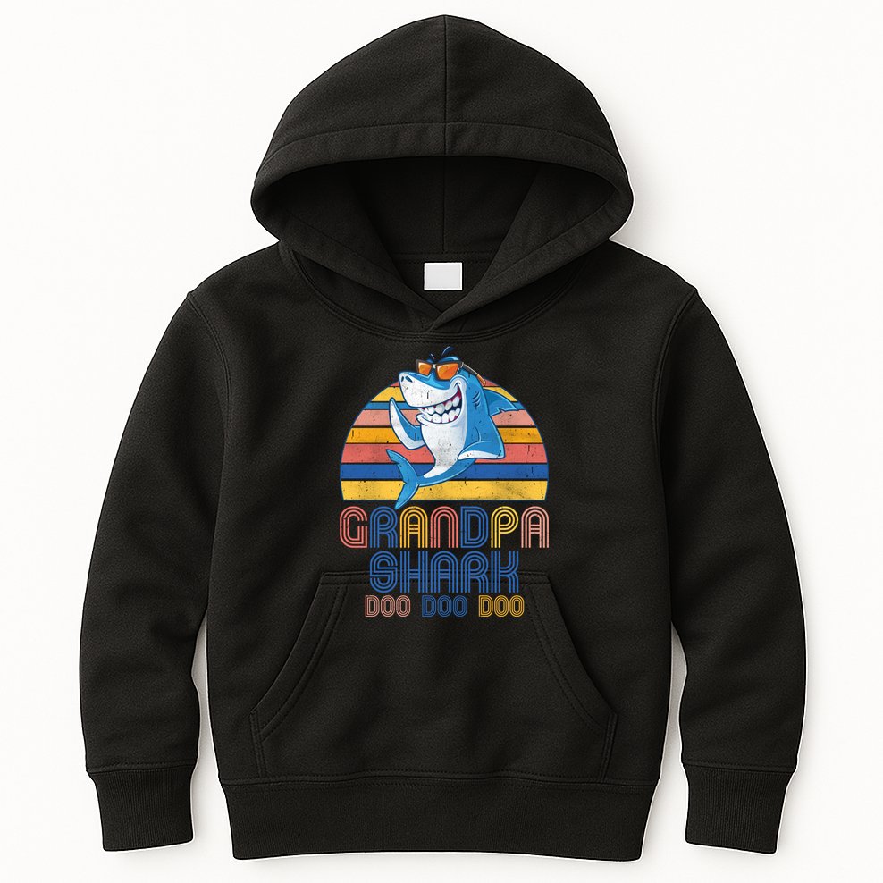 Cool Grandpa Shark Doo Doo Doo Kids Hoodie
