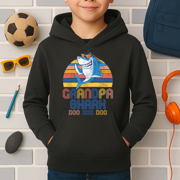Cool Grandpa Shark Doo Doo Doo Kids Hoodie