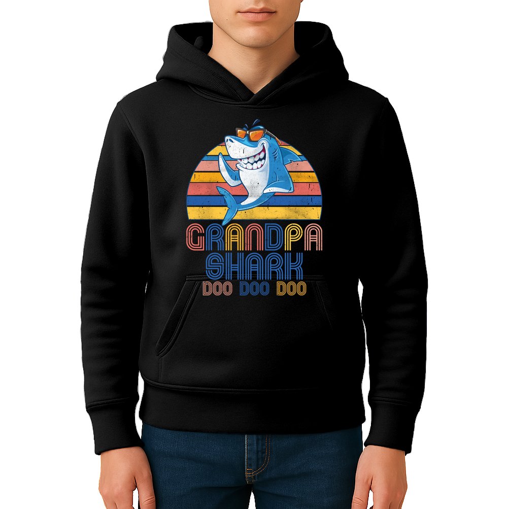 Cool Grandpa Shark Doo Doo Doo Kids Hoodie