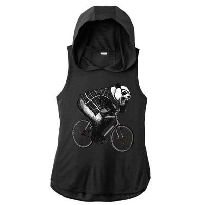 Cool Grey Style Hipster Panda Ladies PosiCharge Tri-Blend Wicking Draft Hoodie Tank