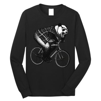 Cool Grey Style Hipster Panda Long Sleeve Shirt