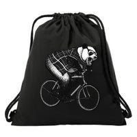 Cool Grey Style Hipster Panda Drawstring Bag