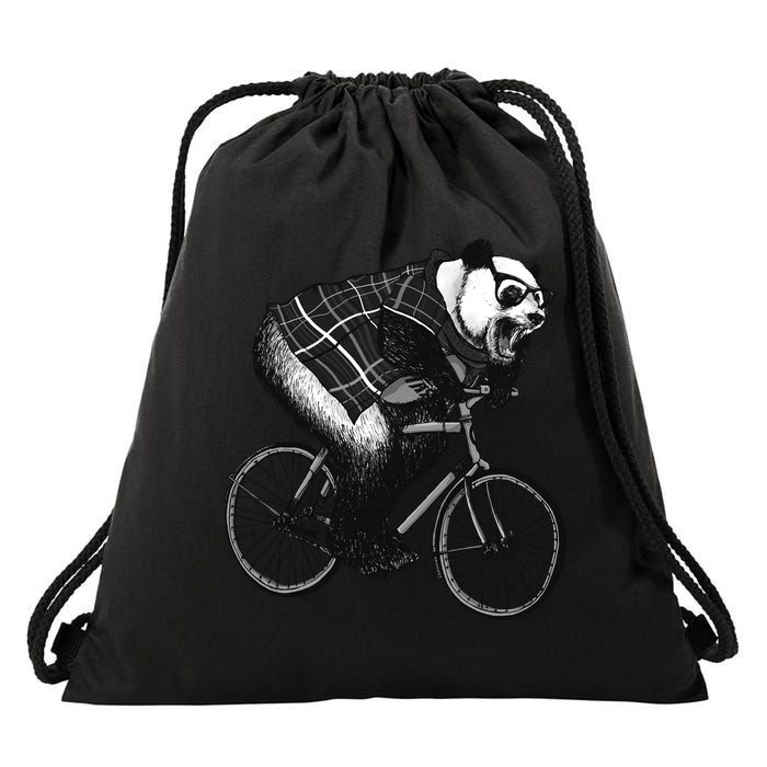 Cool Grey Style Hipster Panda Drawstring Bag