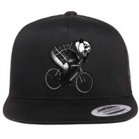 Cool Grey Style Hipster Panda Flat Bill Trucker Hat
