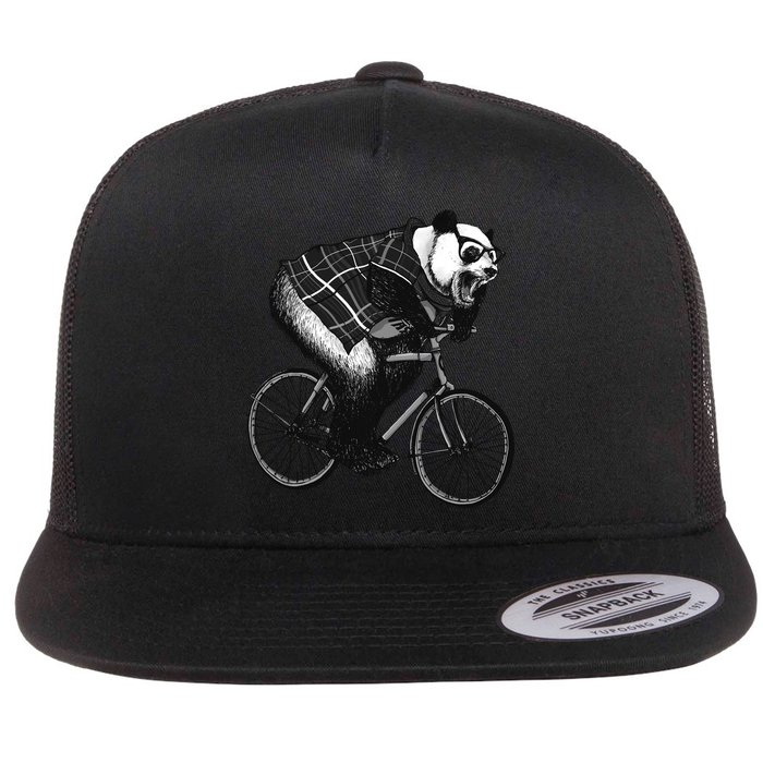 Cool Grey Style Hipster Panda Flat Bill Trucker Hat