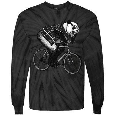 Cool Grey Style Hipster Panda Tie-Dye Long Sleeve Shirt
