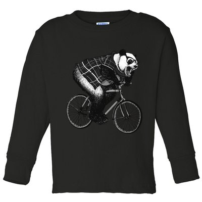 Cool Grey Style Hipster Panda Toddler Long Sleeve Shirt