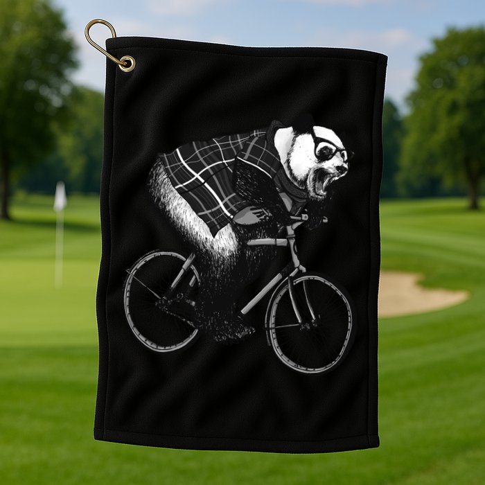 Cool Grey Style Hipster Panda Golf Towel