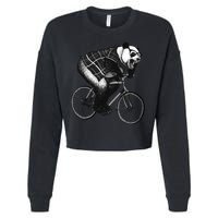 Cool Grey Style Hipster Panda Cropped Pullover Crew