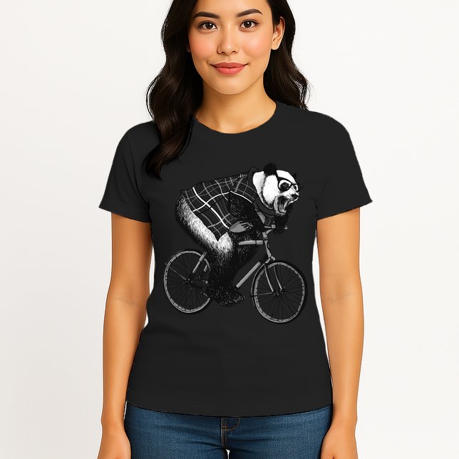 Cool Grey Style Hipster Panda Womens T-Shirt